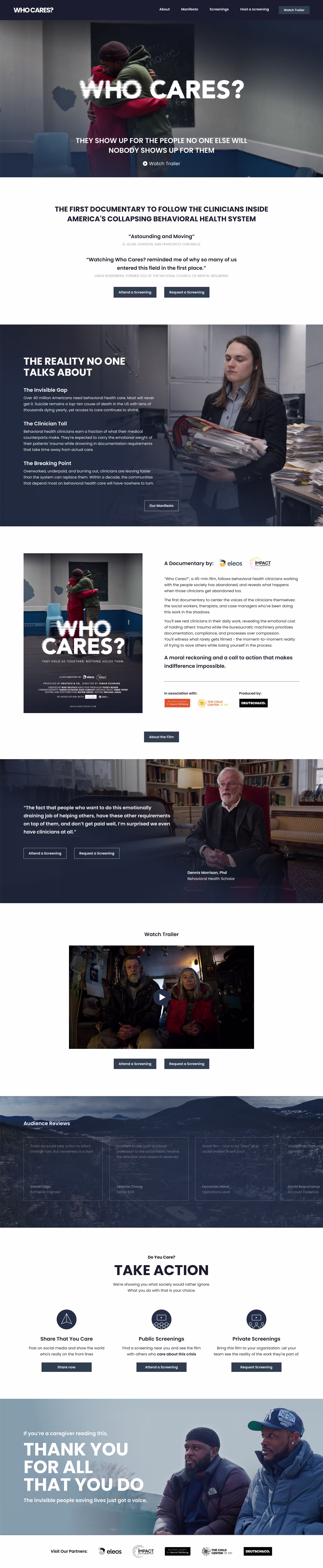 Who Cares? documentary website home page