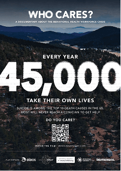 Who Cares? poster — every year 45,000 take their own lives