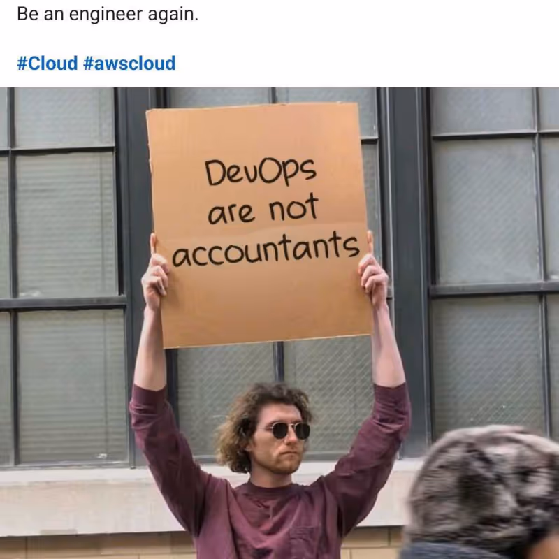 Zesty meme — DevOps are not accountants
